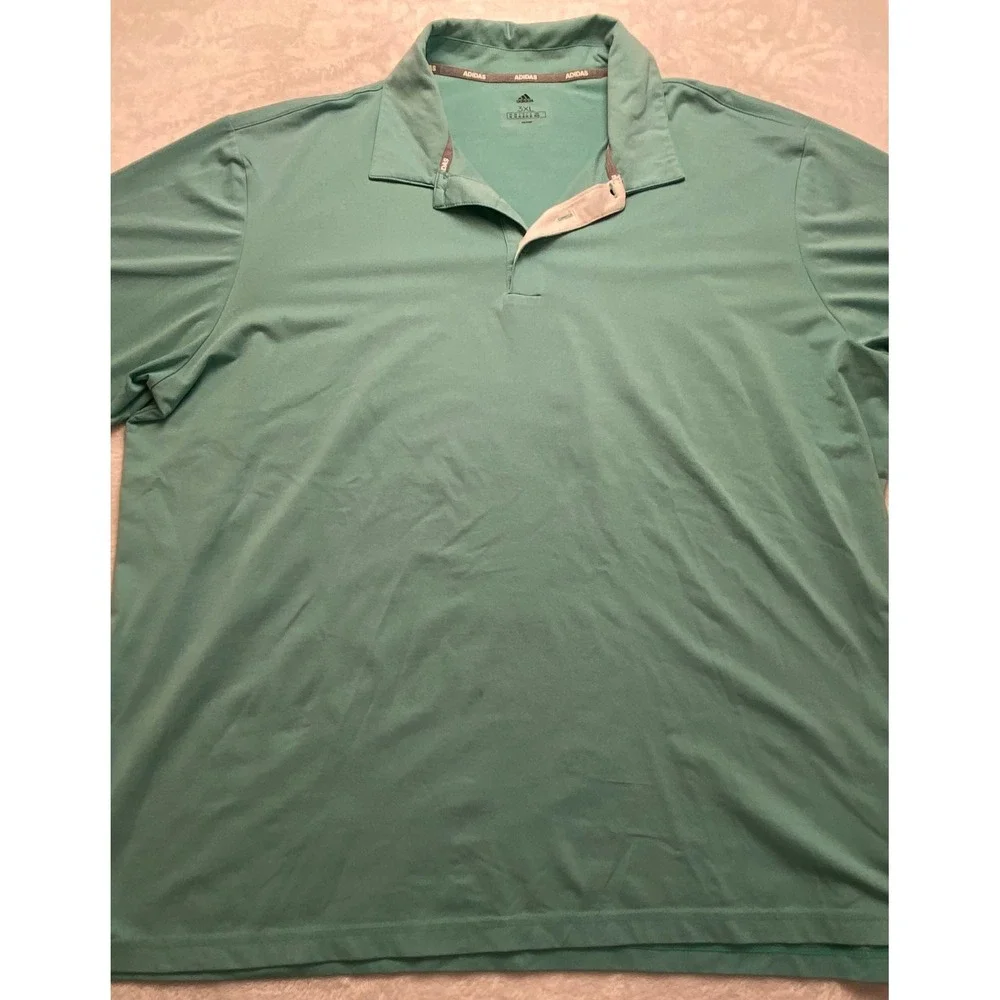 Adidas Mens 3XL Polo Shirt Teal Green Short Sleeve Golf Athletic Performance‎